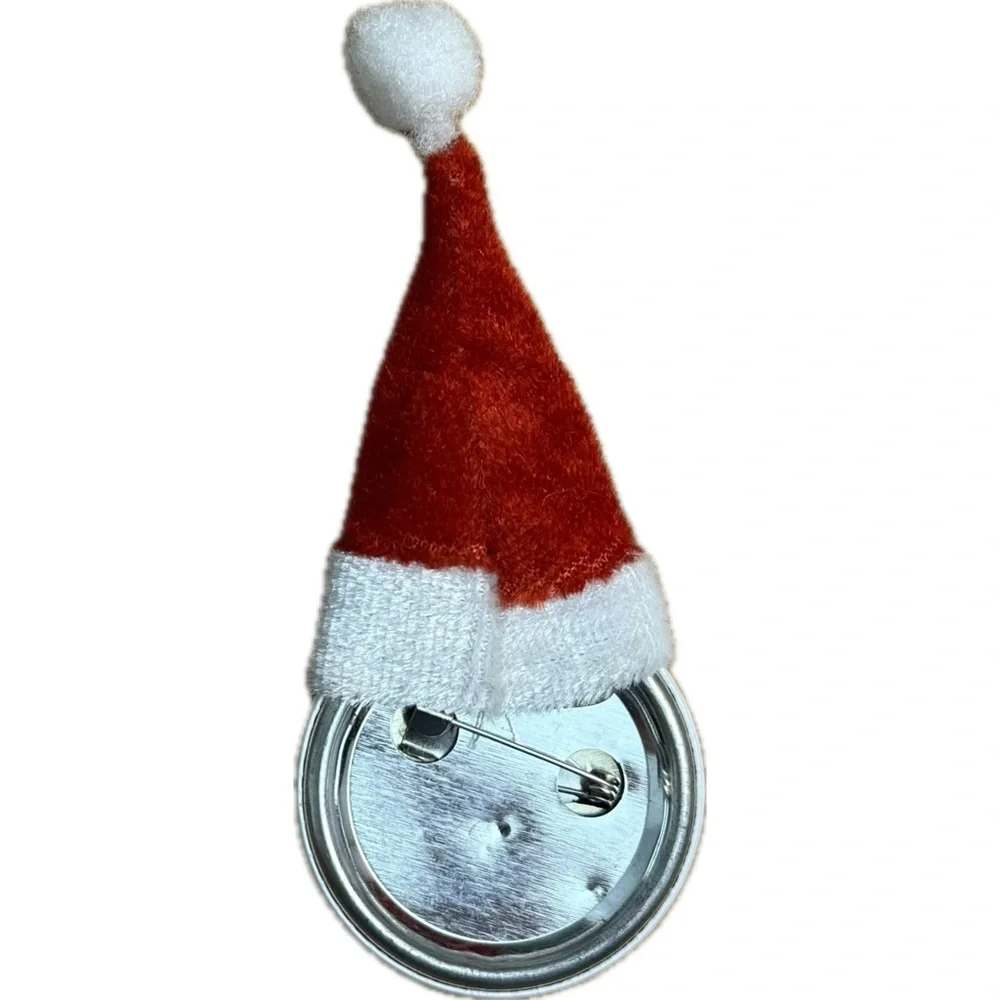 Santa Hat Button‎ with Festive Text